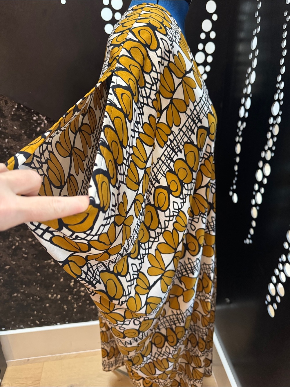 Jennafer Grace Mustard Abstract Floral Kaftan Maxi Dress - One Size - Picture 6 of 6